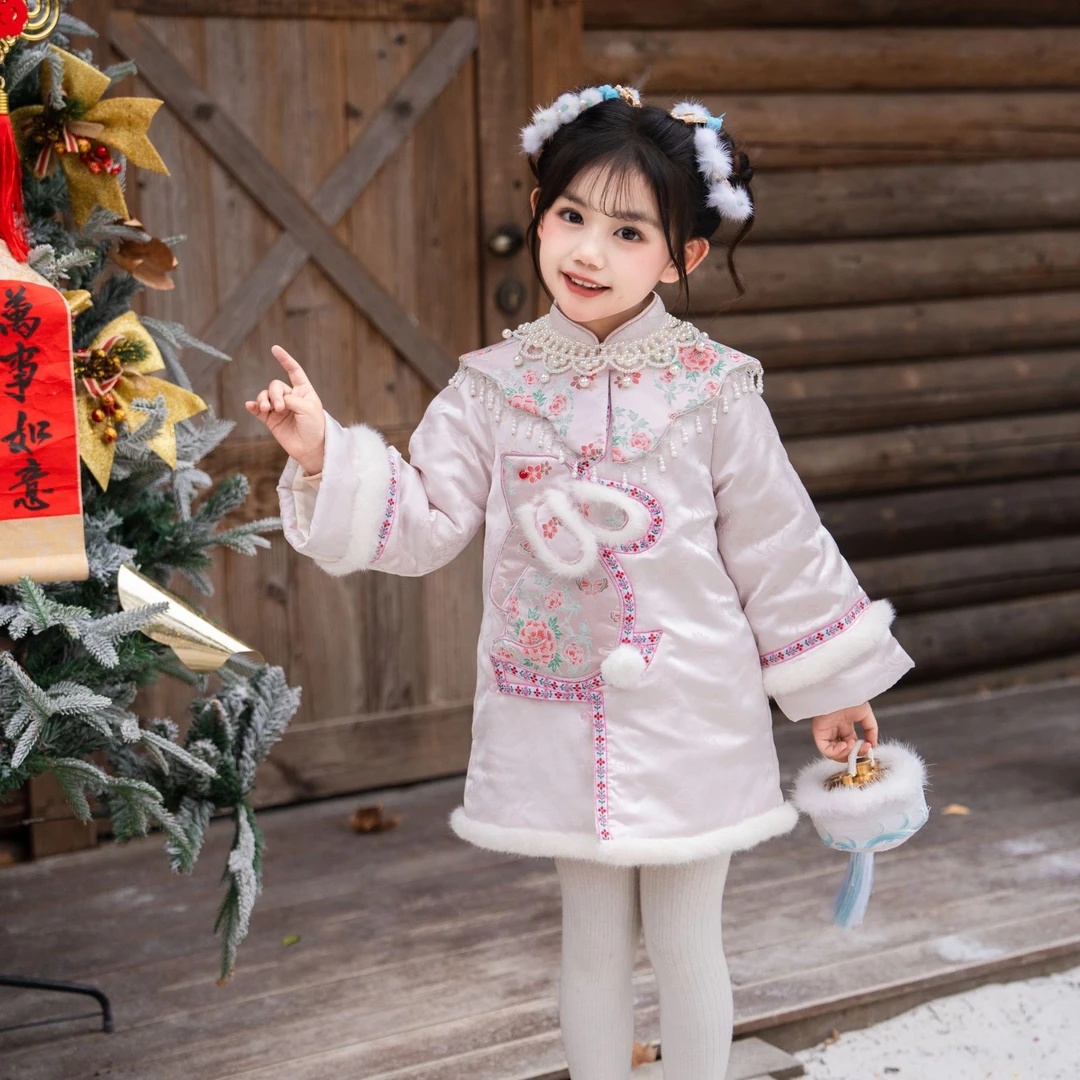 **玉兔棉服旗袍裙秋冬款儿童女童棉服