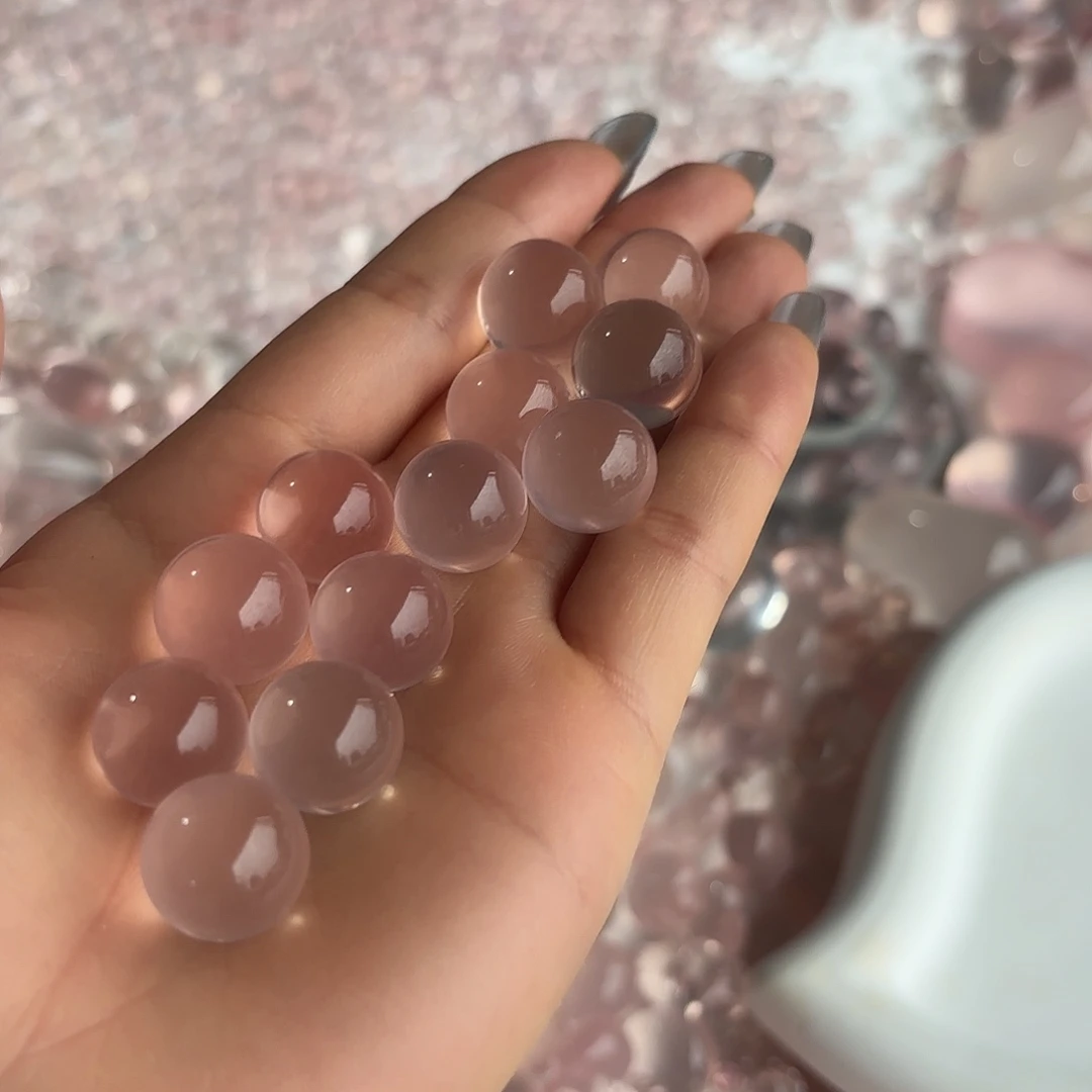玩***蹈水晶珠宝半成品未镶嵌天然粉水通孔，定制款不退不换