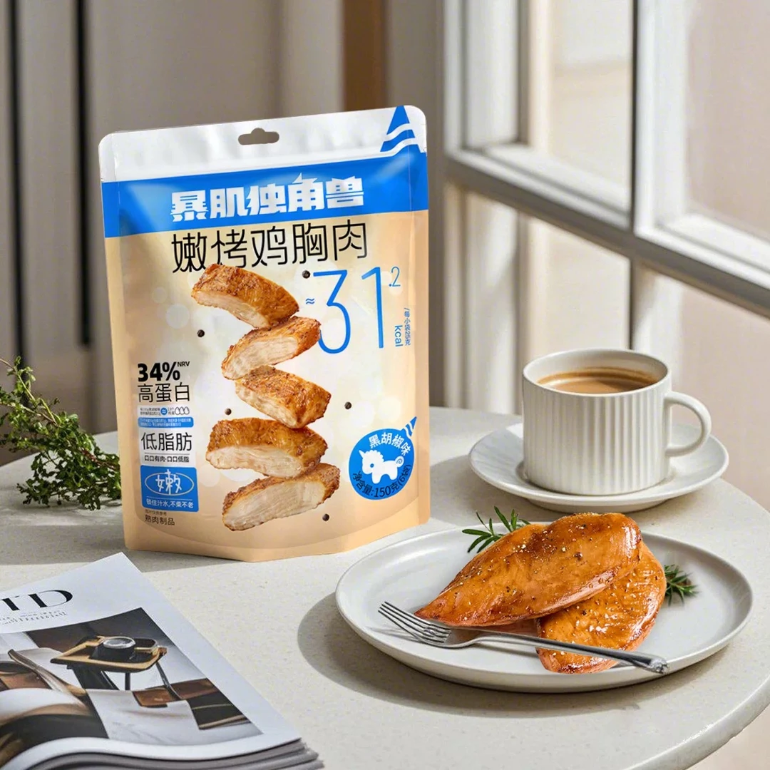 暴肌独角兽嫩烤鸡胸肉黑胡椒味150g*4