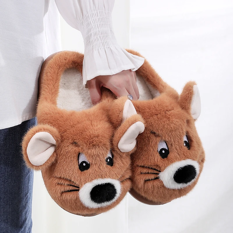 卡通老鼠棉拖鞋女款厚底防滑冬季毛绒可爱室内家居保暖鞋2025新款