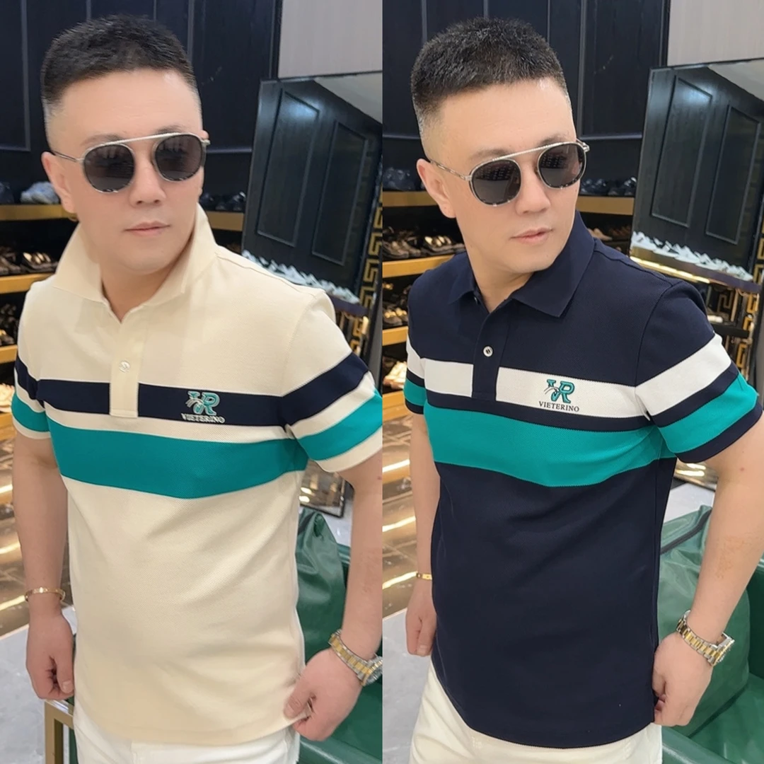 夏季 新款 两色 彩条 朱蒂棉 短袖 POLO衫 052Y865