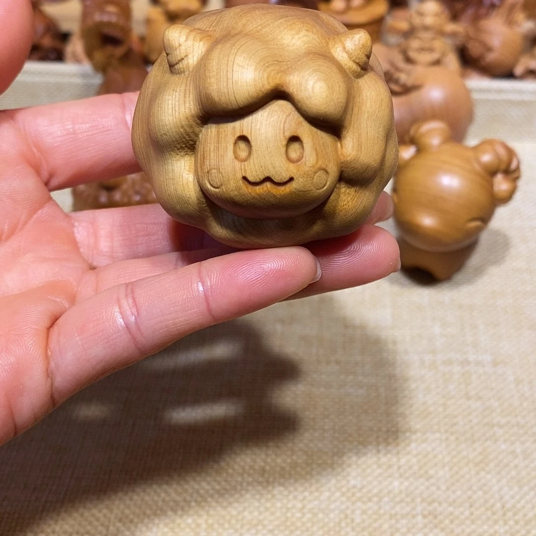 柏木（崖柏）花崖柏手把件，绵羊
