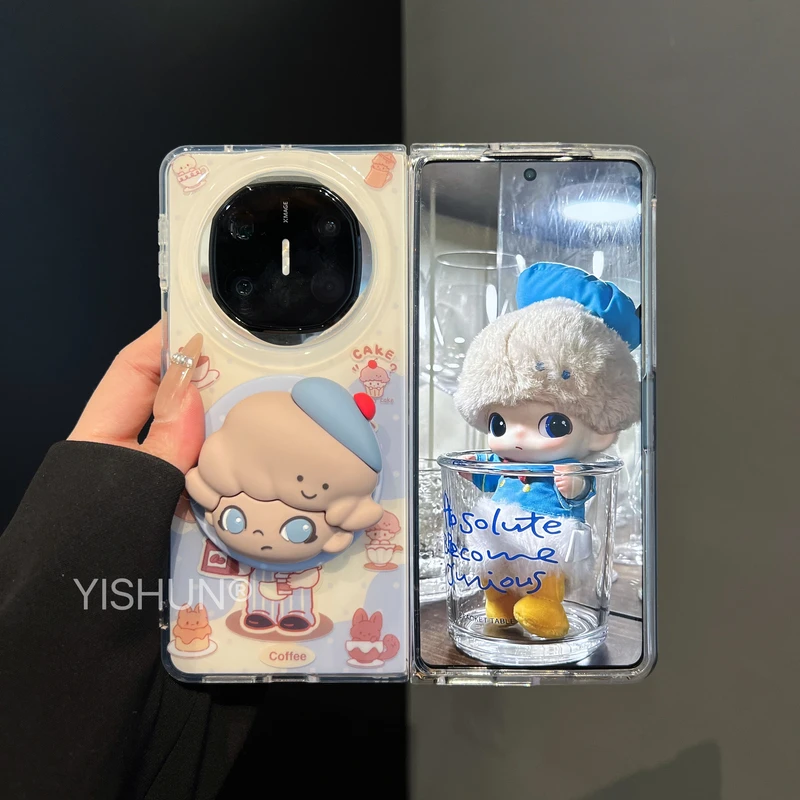 适用华为MateX6典藏版手机壳新款卡通可爱甜品师迪莫男孩磁吸支架