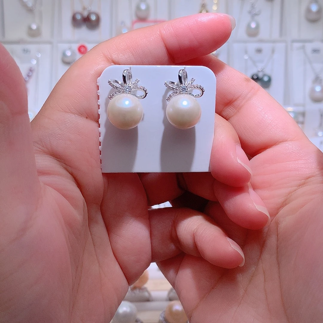 耳饰淡水珍珠银S925镶嵌CC11.5mm