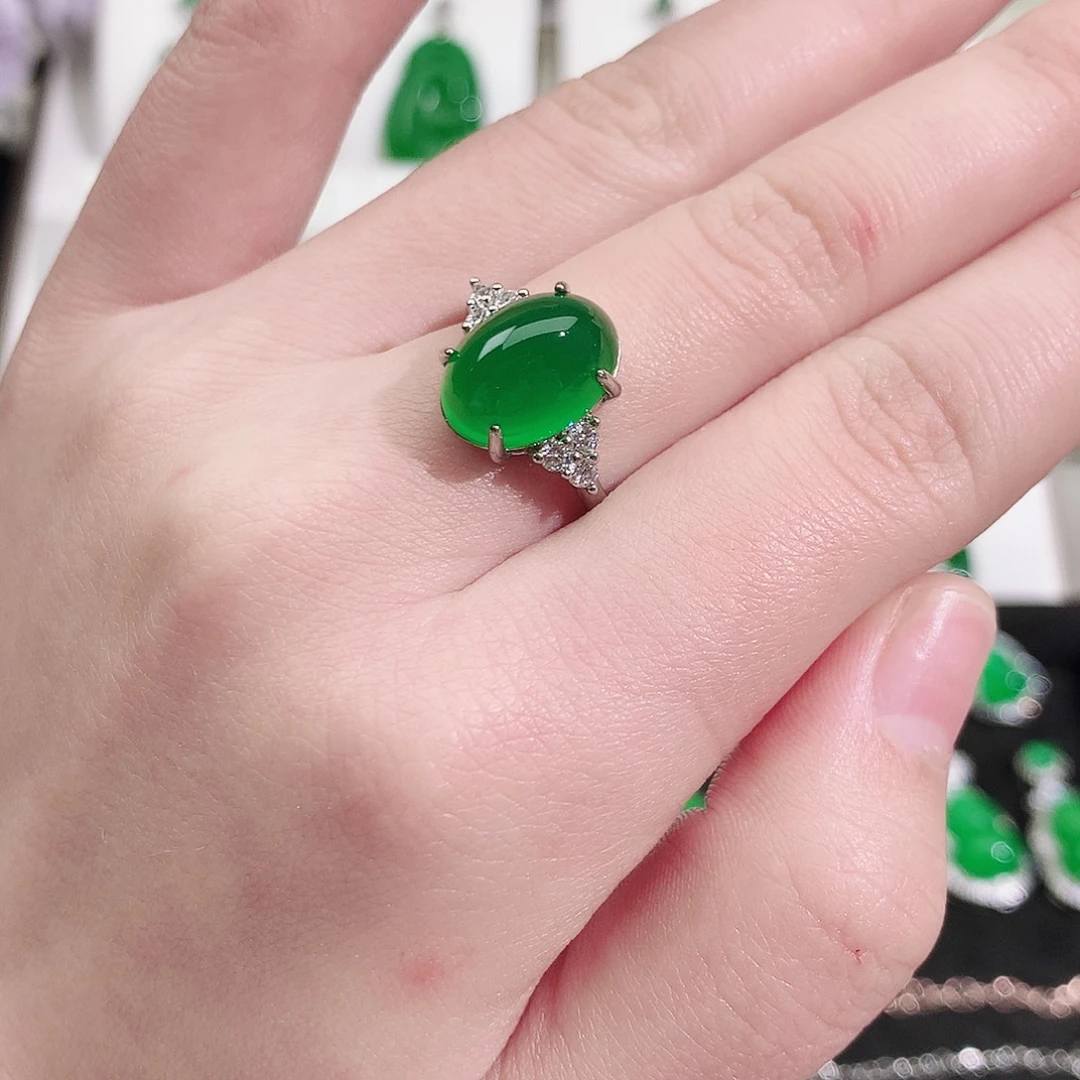 陈***艳玛瑙/玉髓未镶嵌戒指纯天然珠宝玉石正品三钻戒指银