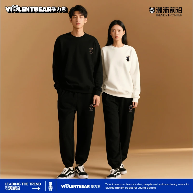 暴力熊潮流圆领都市巴恩风男士卫衣秋冬情侣同款宽松休闲长袖上衣