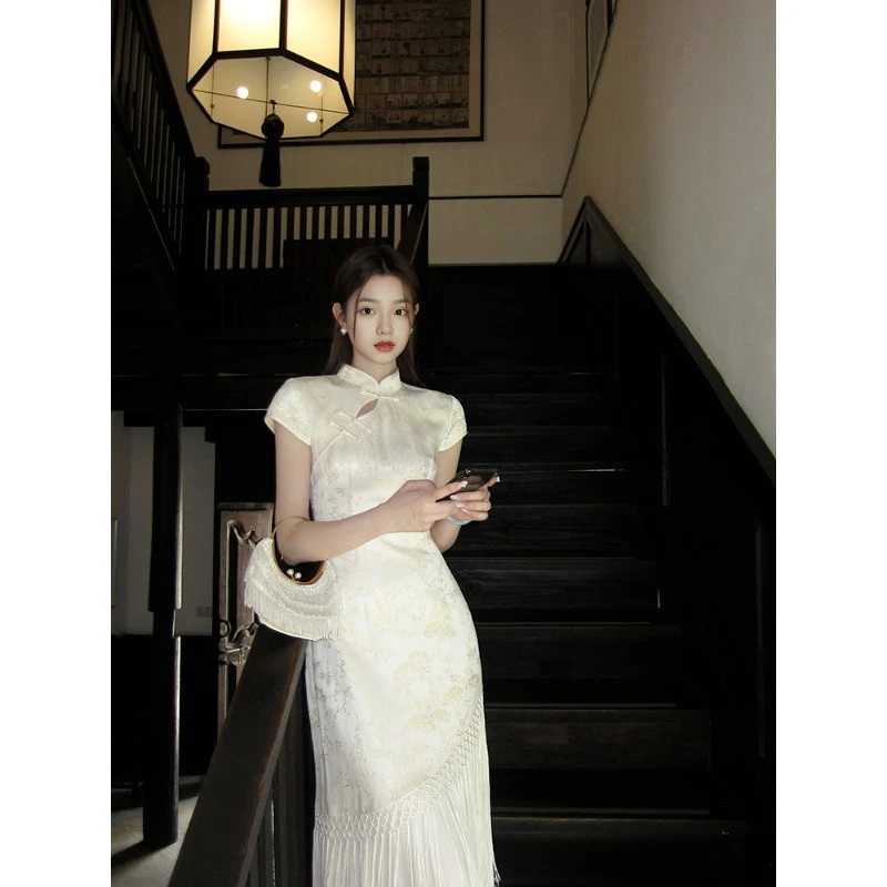 新中式国风【关关雎鸠】贵气千金旗袍连衣裙女夏新款超仙气质长裙
