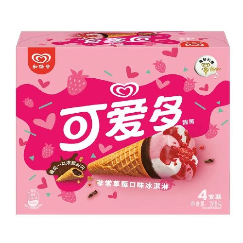 和路雪可爱多非常草莓口味多支装268g冰淇淋