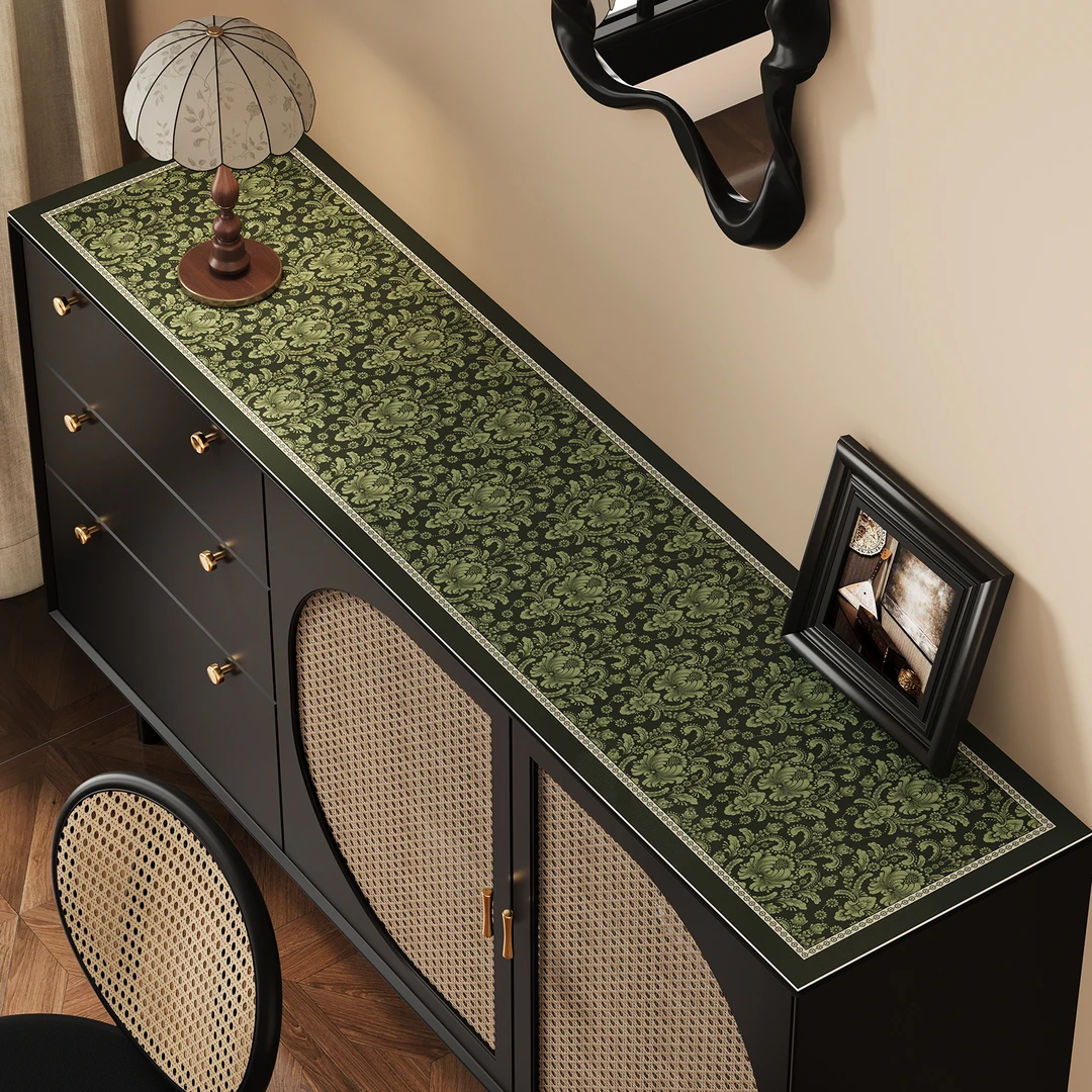 忘忧虫美式复古皮革餐边柜垫防水防刮电视柜垫免洗耐脏玄关台面垫