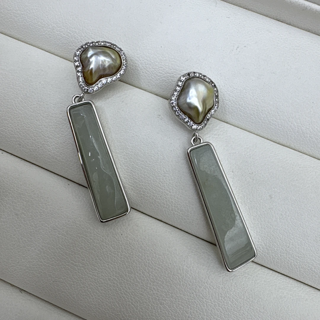 海水珍珠keshi耳饰