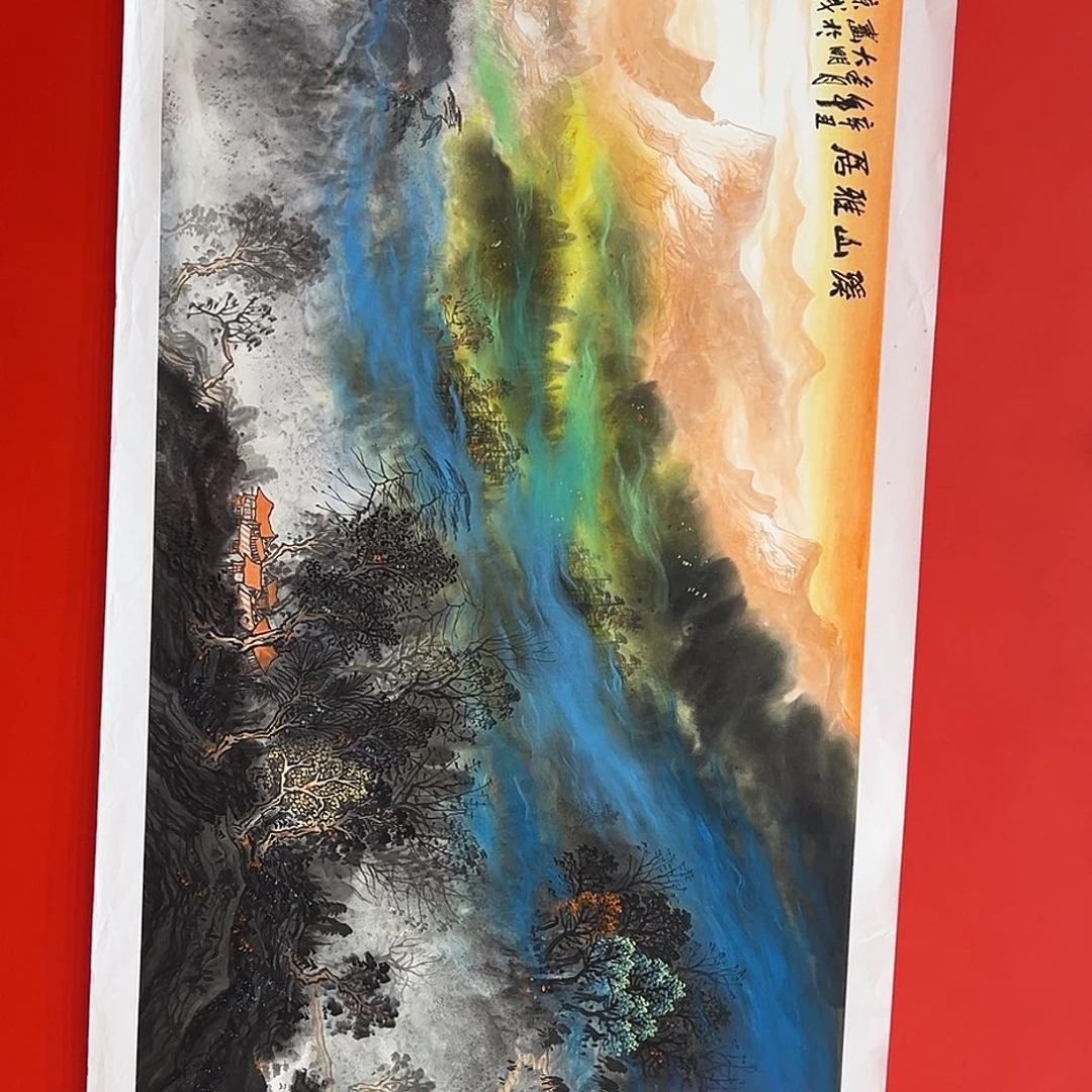 国画朱大明原作溯源带证件合影视频