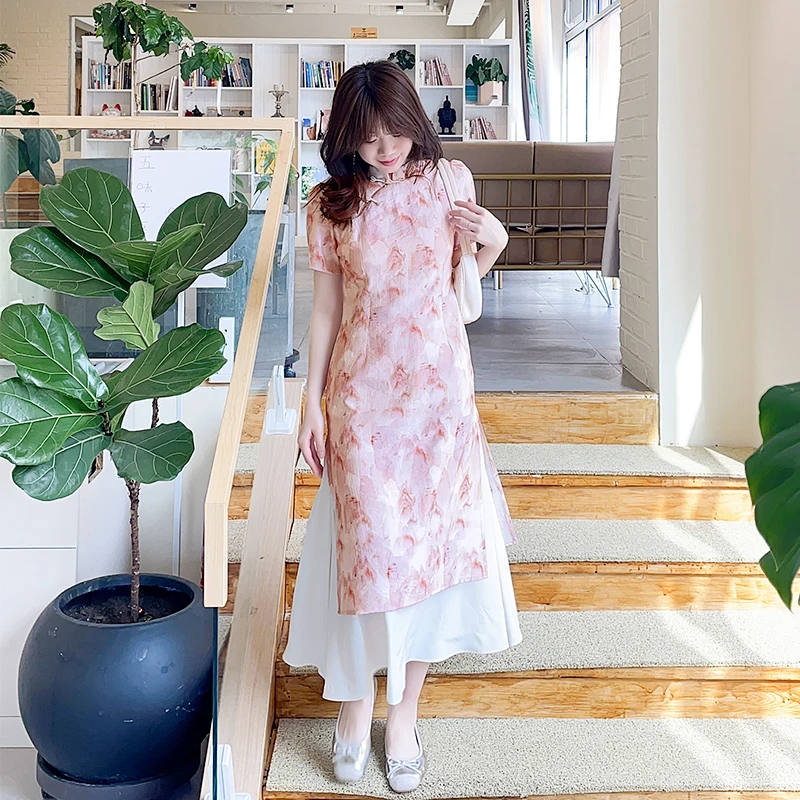 漂亮新中式裙子2025新款今年流行爆款旗袍裙中国风春夏短袖连衣裙