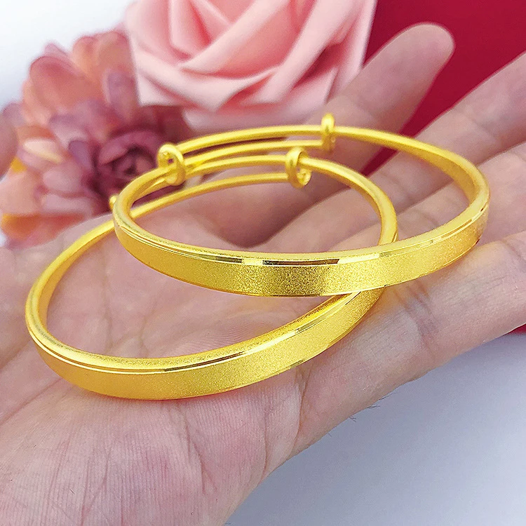 铜合金手镯 金版网红款古法手镯 简约女款时尚推拉磨砂手镯