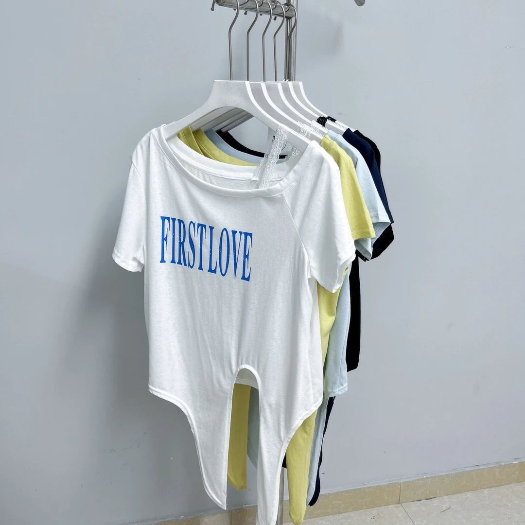 309女装T恤时尚休闲圆领拼接潮流设计感打底衫