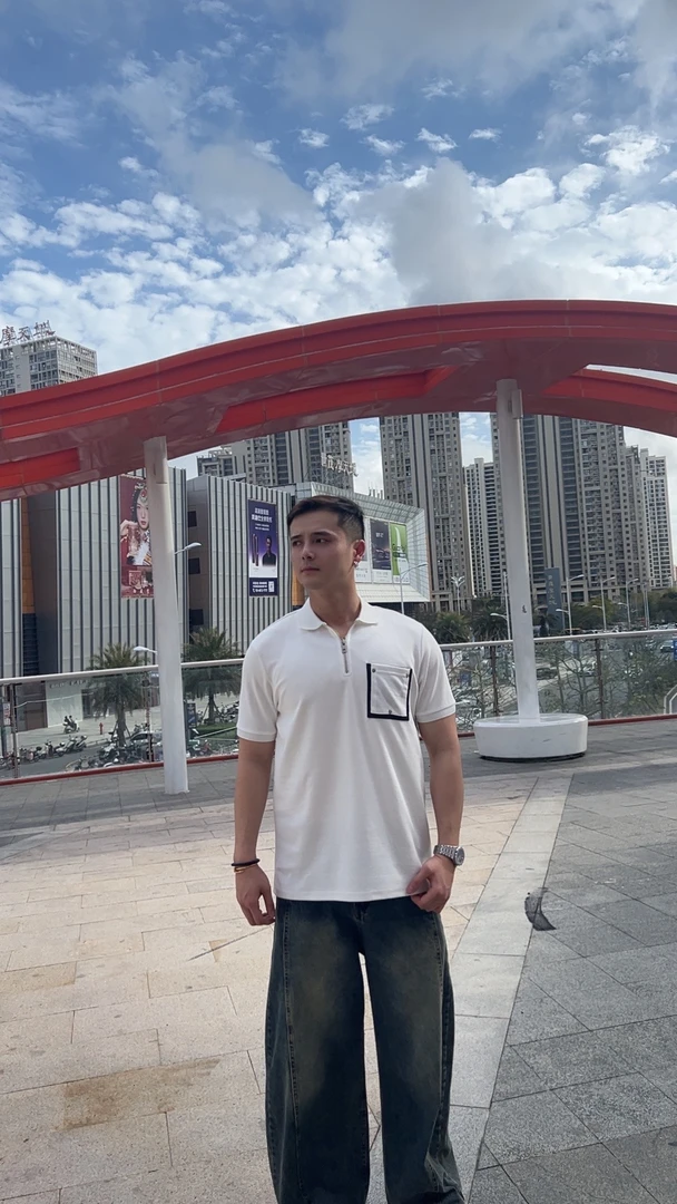 2025夏季POLO衫情侣半袖宽松休闲翻领男士纯色简约短恤 NS27 9457