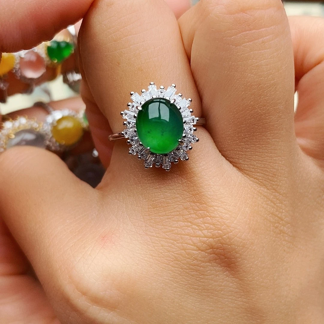 银S925镶嵌戒指翡翠