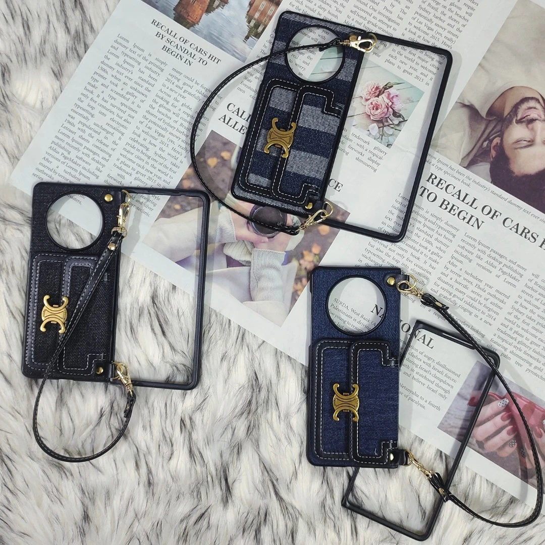 适用华为mateX5/x6折叠屏手机壳牛仔布手提卡包款轻奢