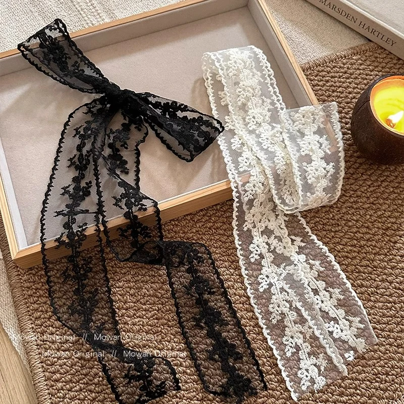 超仙蕾丝发带女日常外戴长条蝴蝶结发绳甜美绑发飘带长条领巾头绳