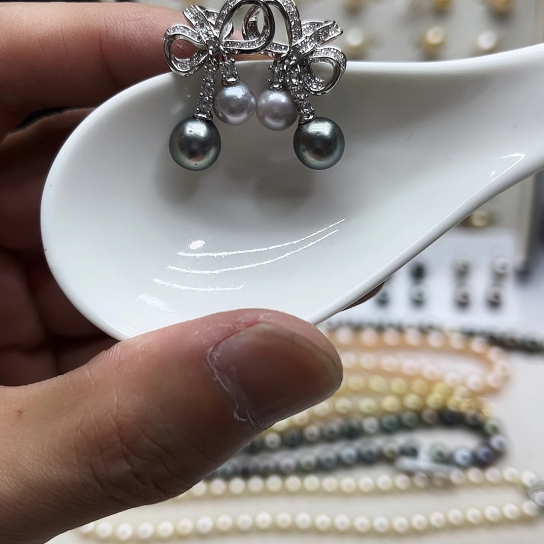 海水珍珠耳饰银S925镶嵌