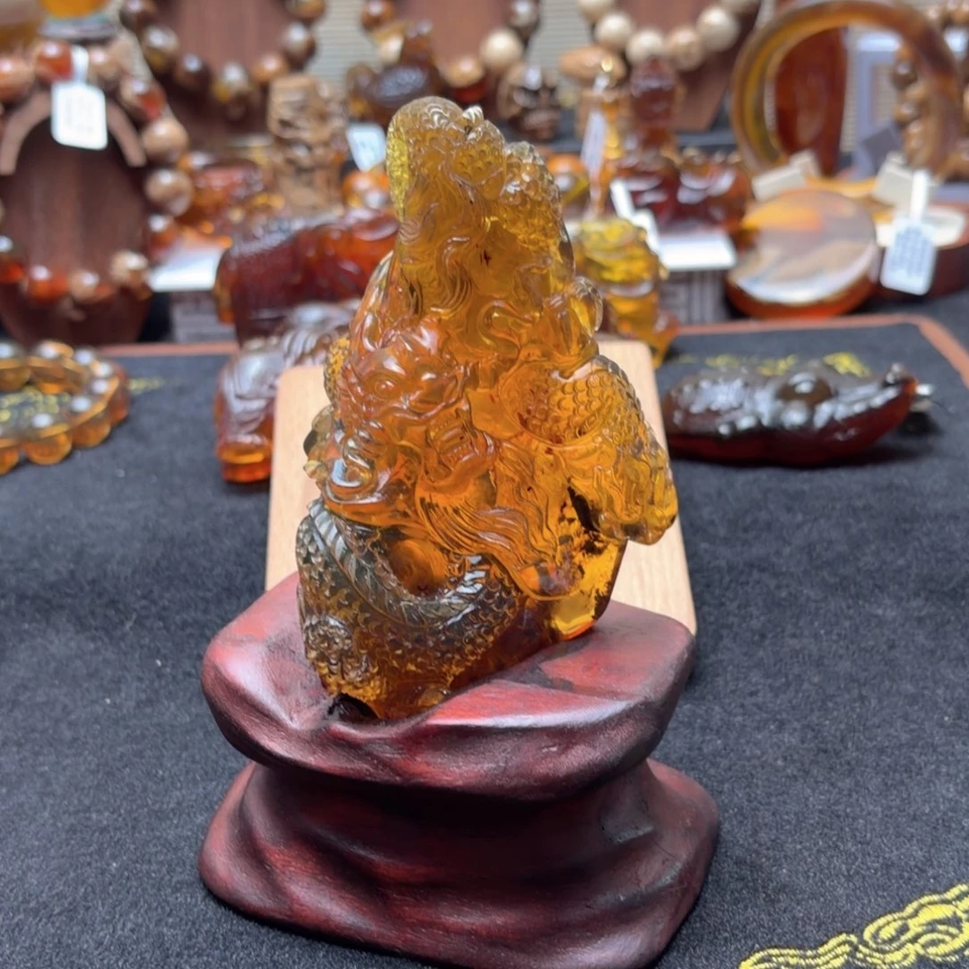琥珀未镶嵌珠宝奇石盘龙