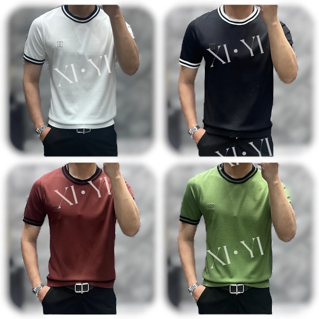 【XI.YI/熙怡】男士时尚潮流圆领半袖夏季透气修身字母印花短袖 T23