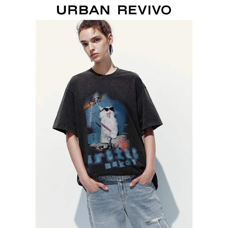 UR2025秋季新款女装潮流街头趣味印花棉质T恤UYV450239