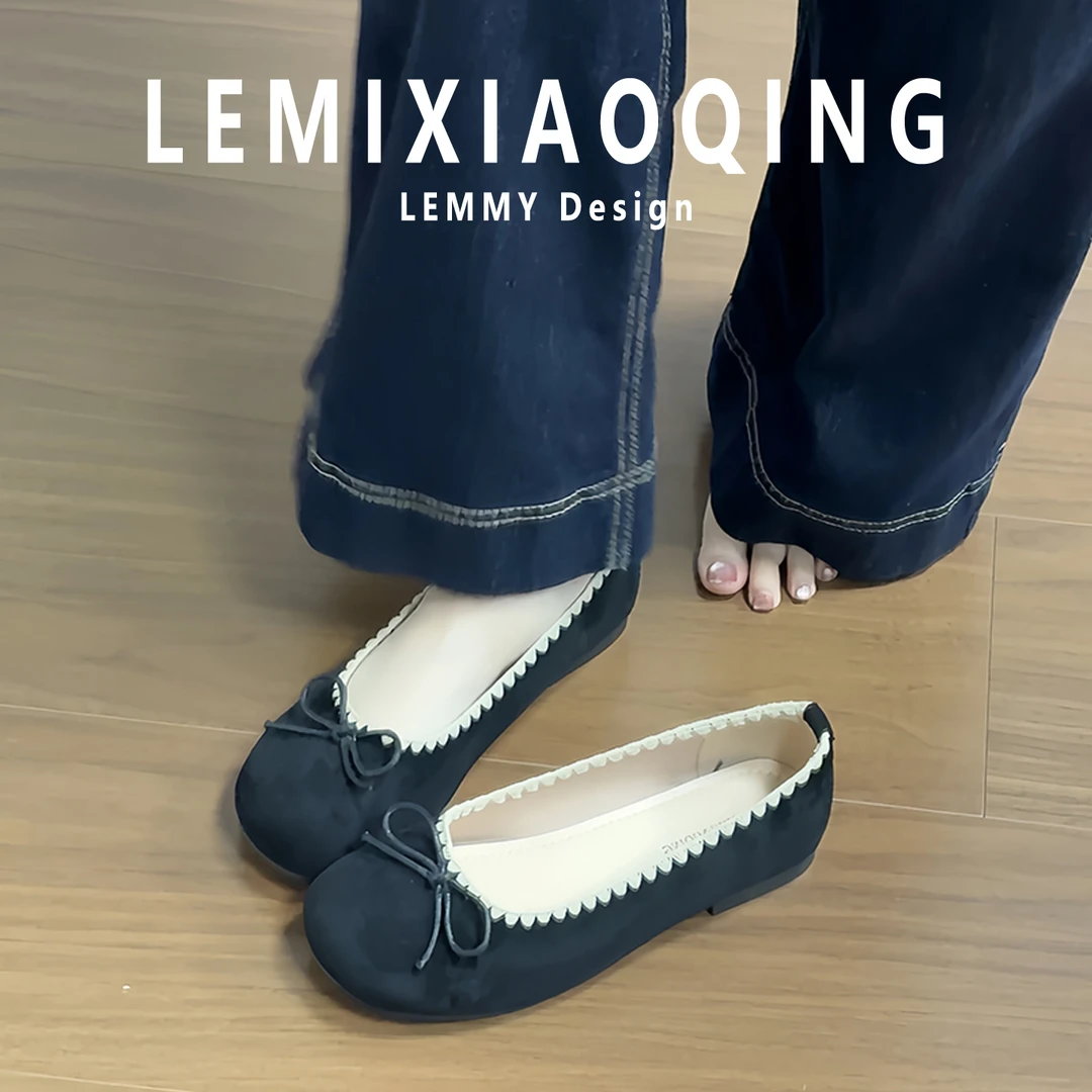 加宽版~小众法式平底鞋软皮女单鞋2025新款大码女鞋40-43不显脚大