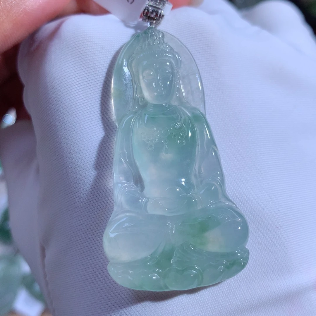 翡翠颈饰18K金镶嵌观音