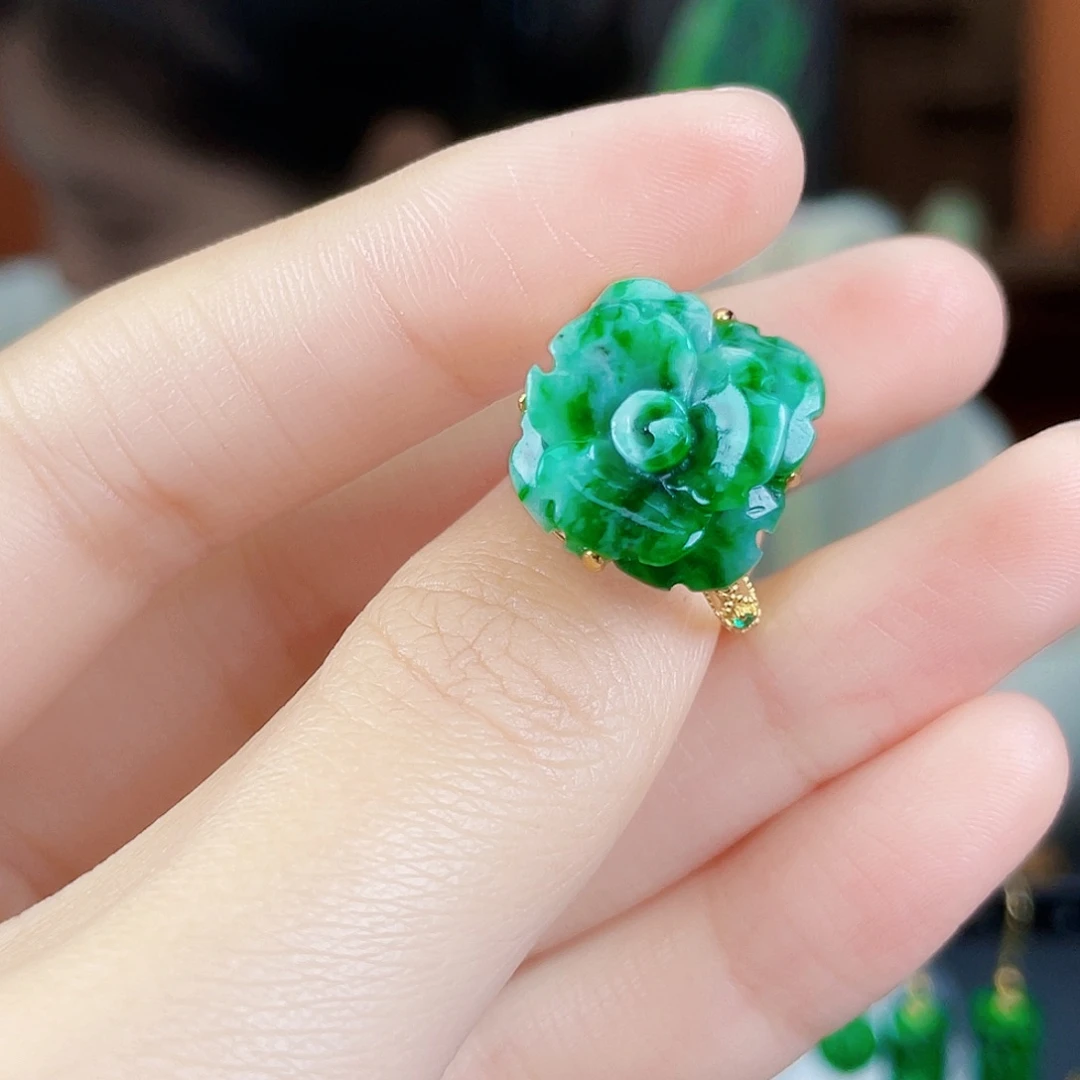 翡翠银S925镶嵌耳饰