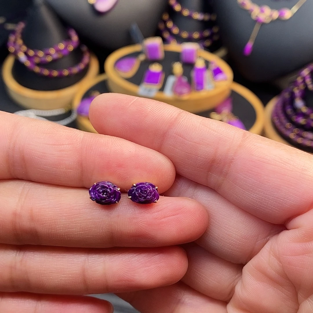 苏纪石（舒俱来）18K金镶嵌耳饰