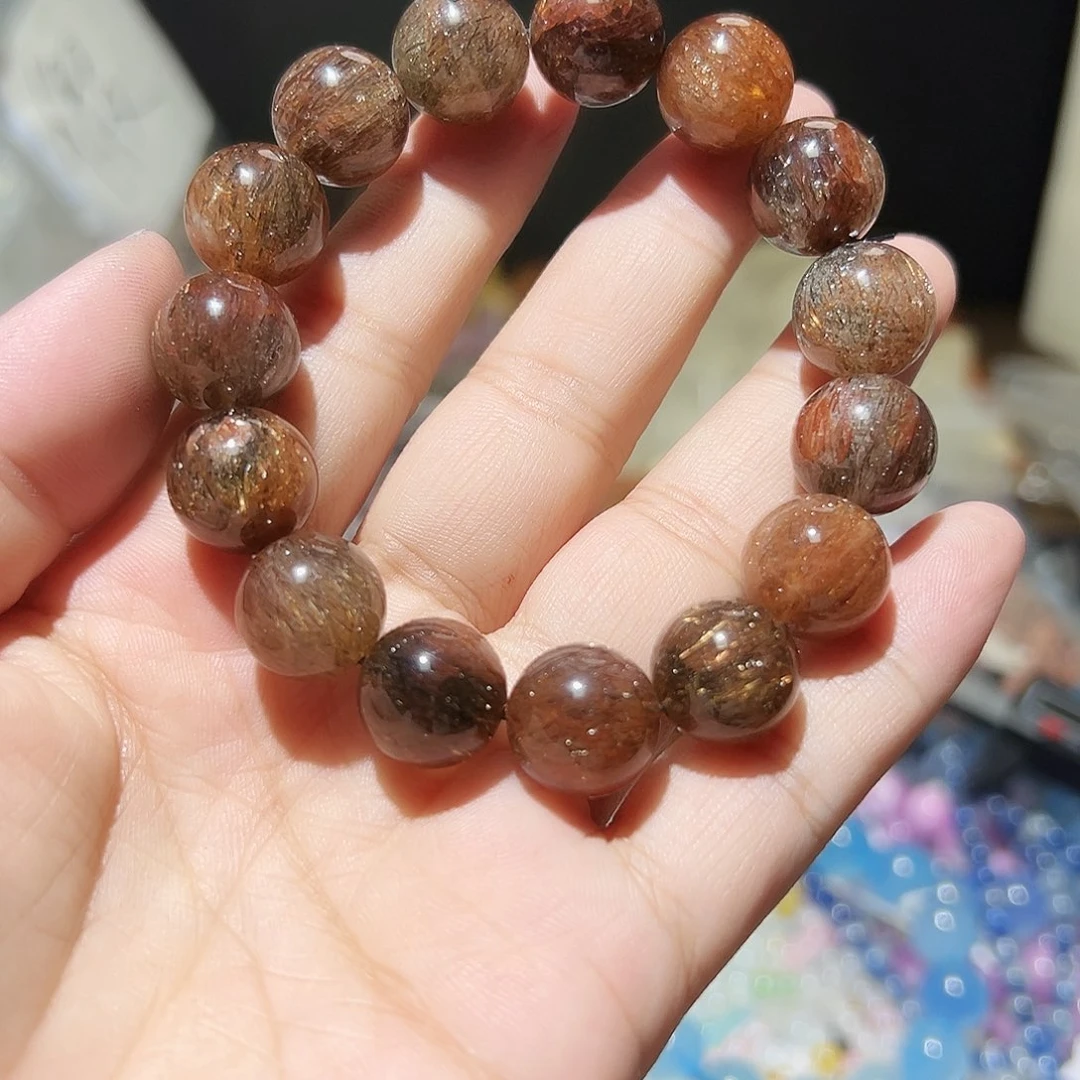 水晶手链未镶嵌14毫米黑金超七88号