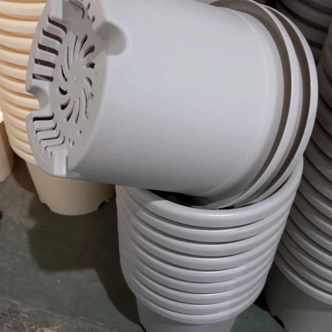 树脂四季盆3#无拖微瑕灰白10