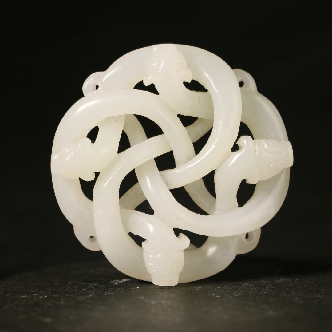 28F134   清代  和田玉四龙交接佩