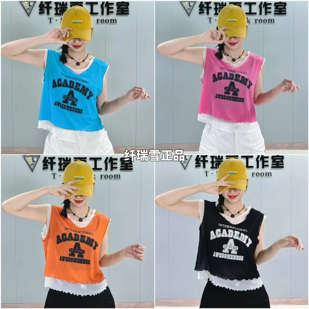 纤瑞雪新品夏季双层网纱体恤