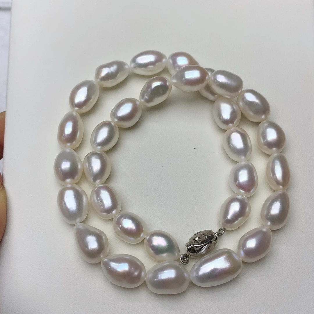 淡水珍珠颈饰银S925镶嵌无核巴洛克串链