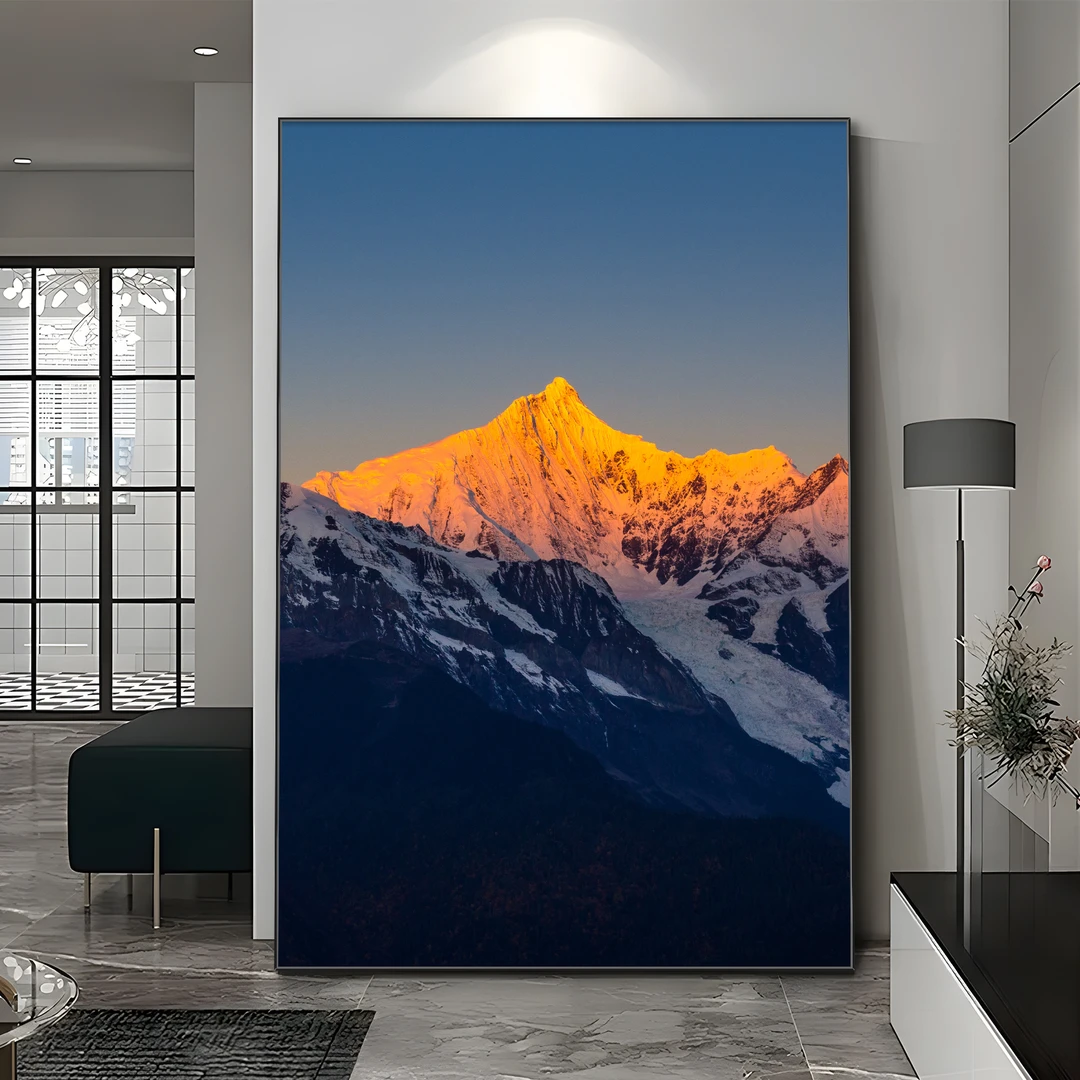 日照金山入户玄关装饰画高级感客厅背景墙画走廊过道挂画现代简约