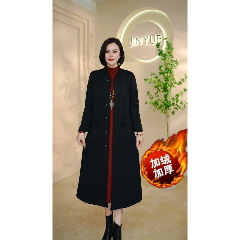 【璟源】5611新款圆领双色显瘦气质时尚宽松百搭加绒加厚风衣外套