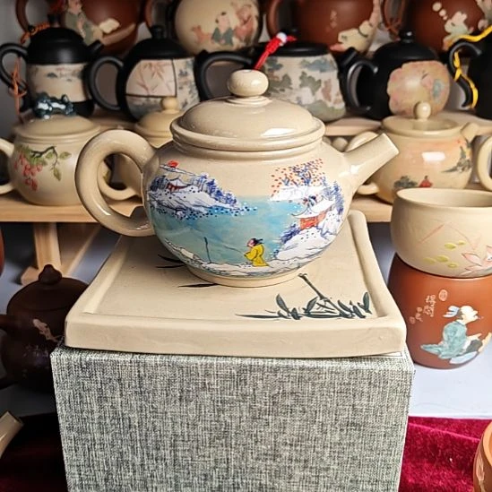 建水紫陶青花微瑕113号240cc