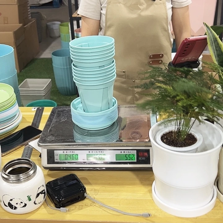 青山盆口12高12蓝色带托10只