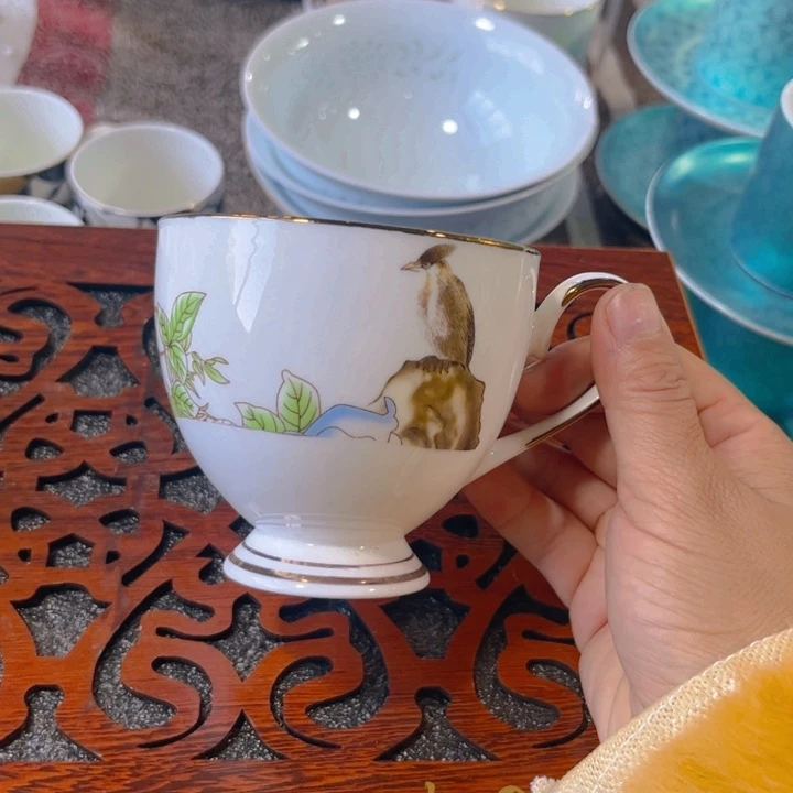 瓷片琴瑟和鸣咖啡杯两个