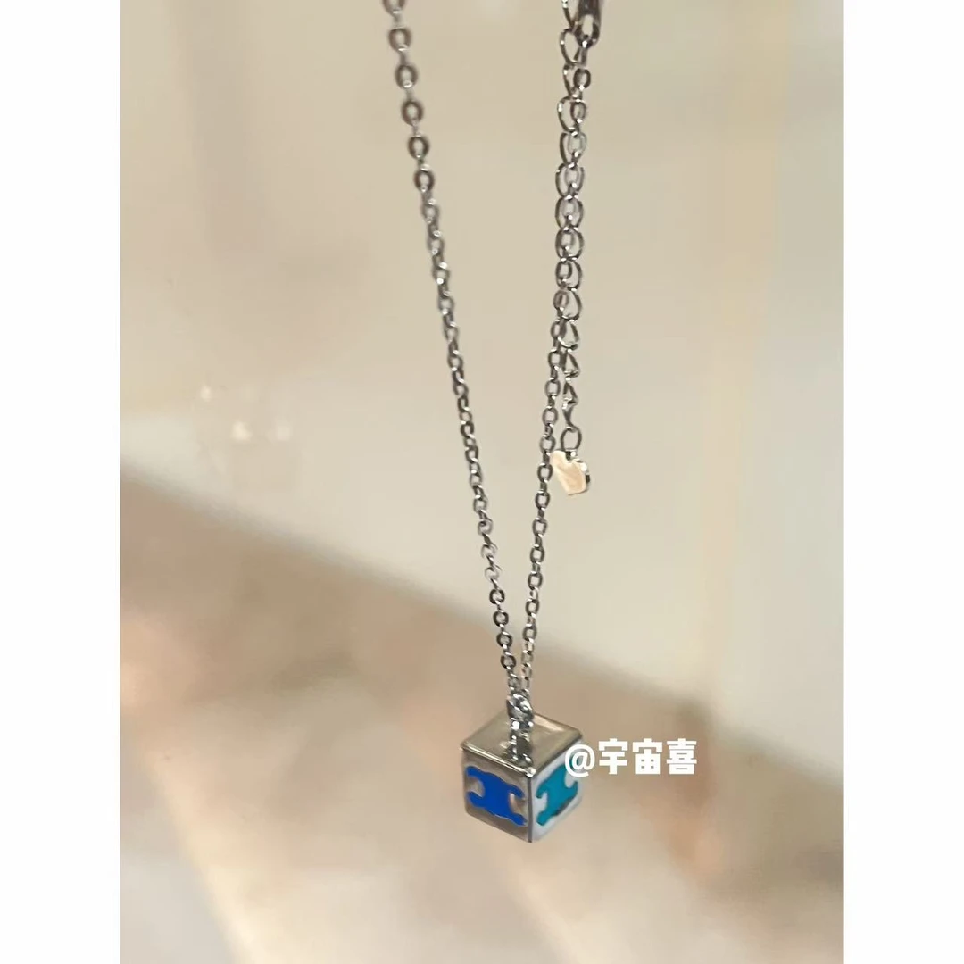 铜合金珐琅项链 【彩色筛子方块小凯实心项链】