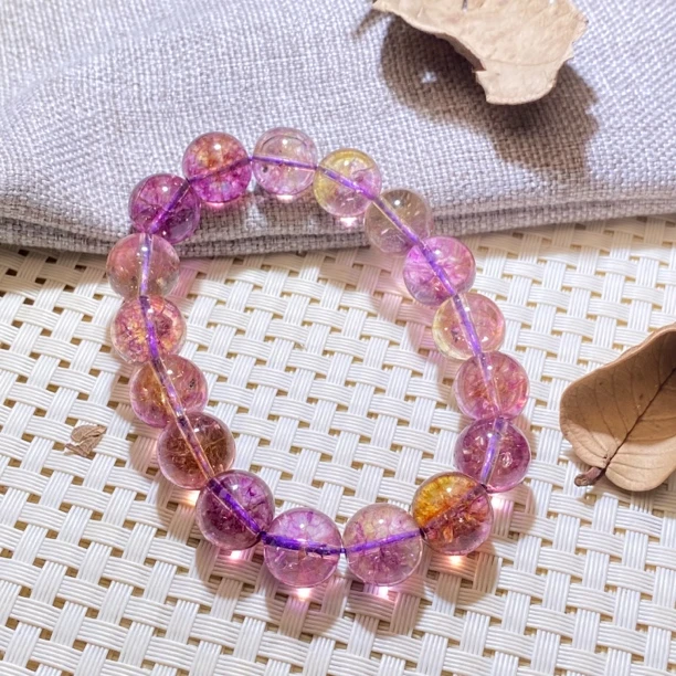 SJ-075号清新大气紫黄圆珠12mm手链多样性发一件