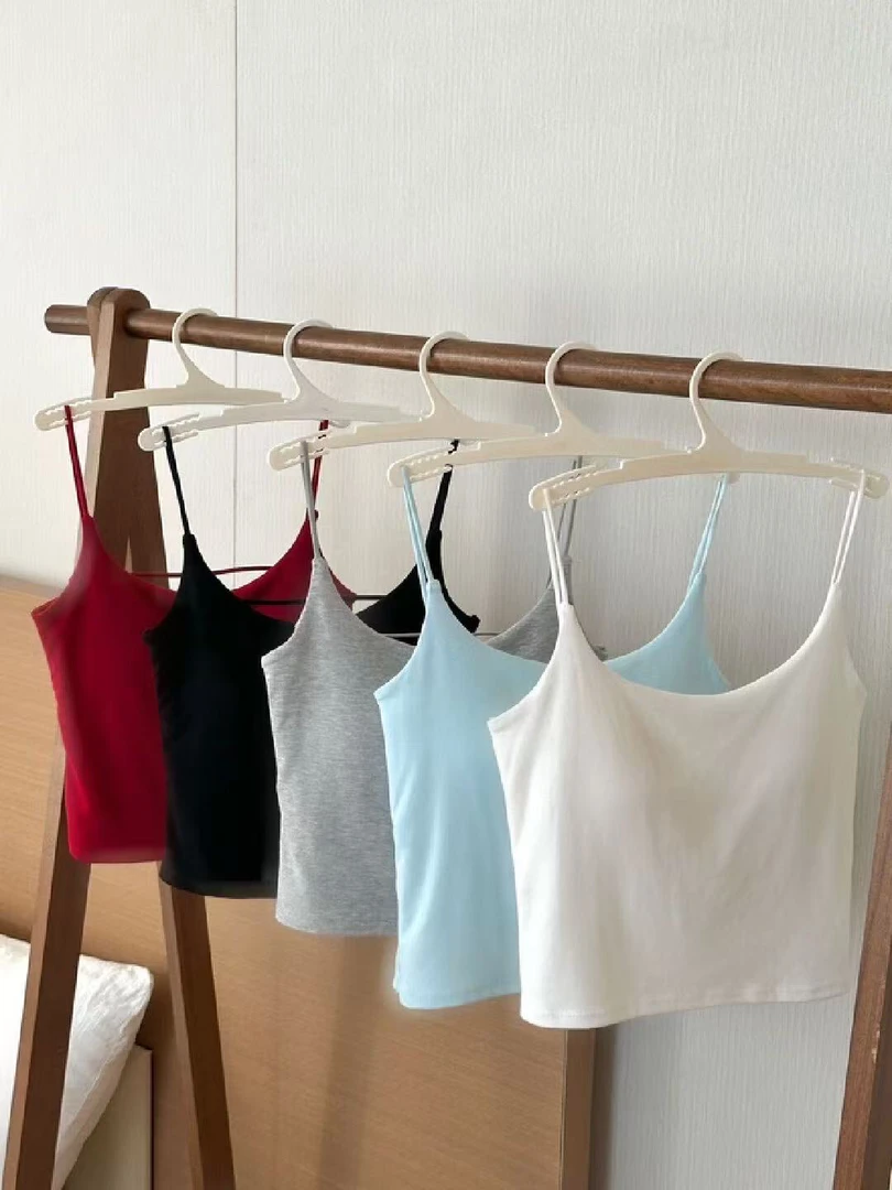 纯欲吊带背心女带胸垫35116