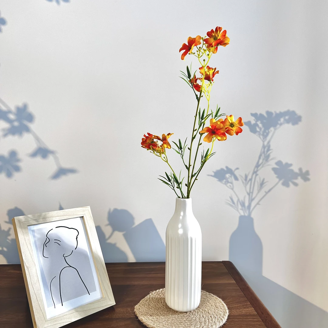 仿真波斯菊装饰花手工花绢花陶瓷瓶客厅桌面装饰花摆件假花