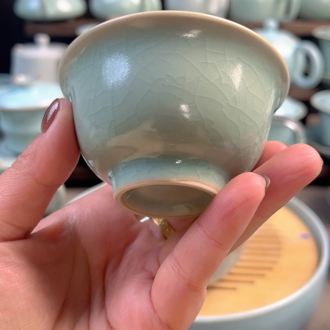 摆件陶瓷仿古釉压手杯原矿