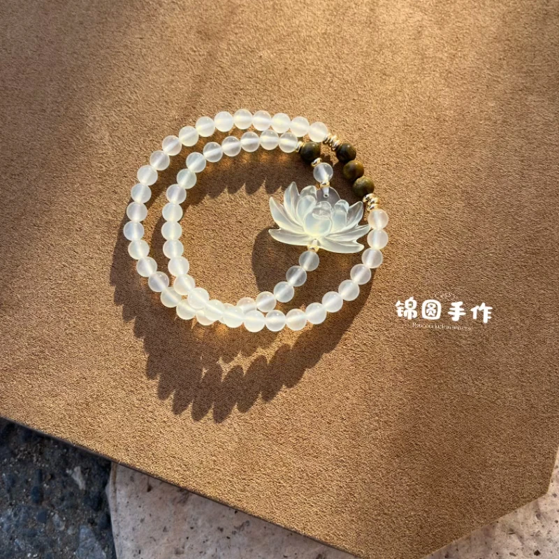 ［腕上生莲］纯天然岫玉老师傅纯手工雕刻莲花手链(多样性发一)