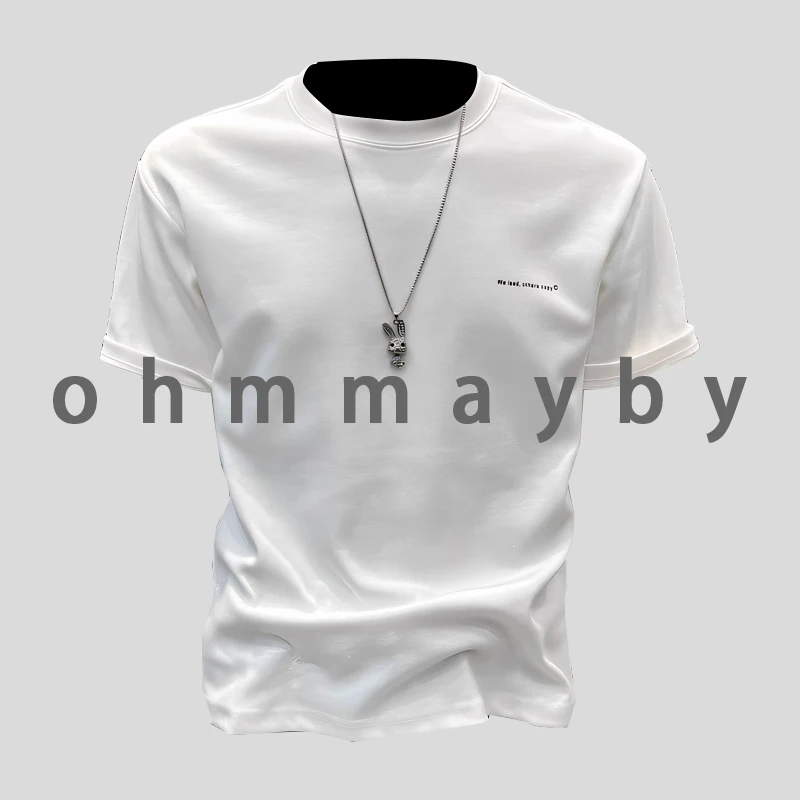 ohmmayby夏季新款重磅美式短袖t恤男宽松简约休闲打底衫潮牌半袖