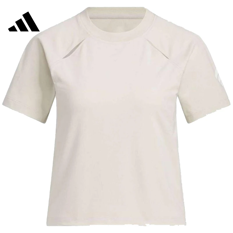 adidas阿迪达斯女子FUSTL W TEE SS1针织无领流光风短T恤KC3765