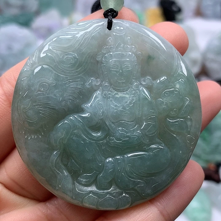 翡翠未镶嵌颈饰文殊菩萨福利