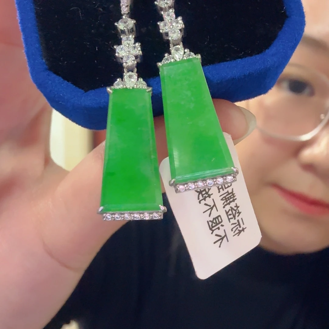 翡翠银S925镶嵌耳饰耳饰